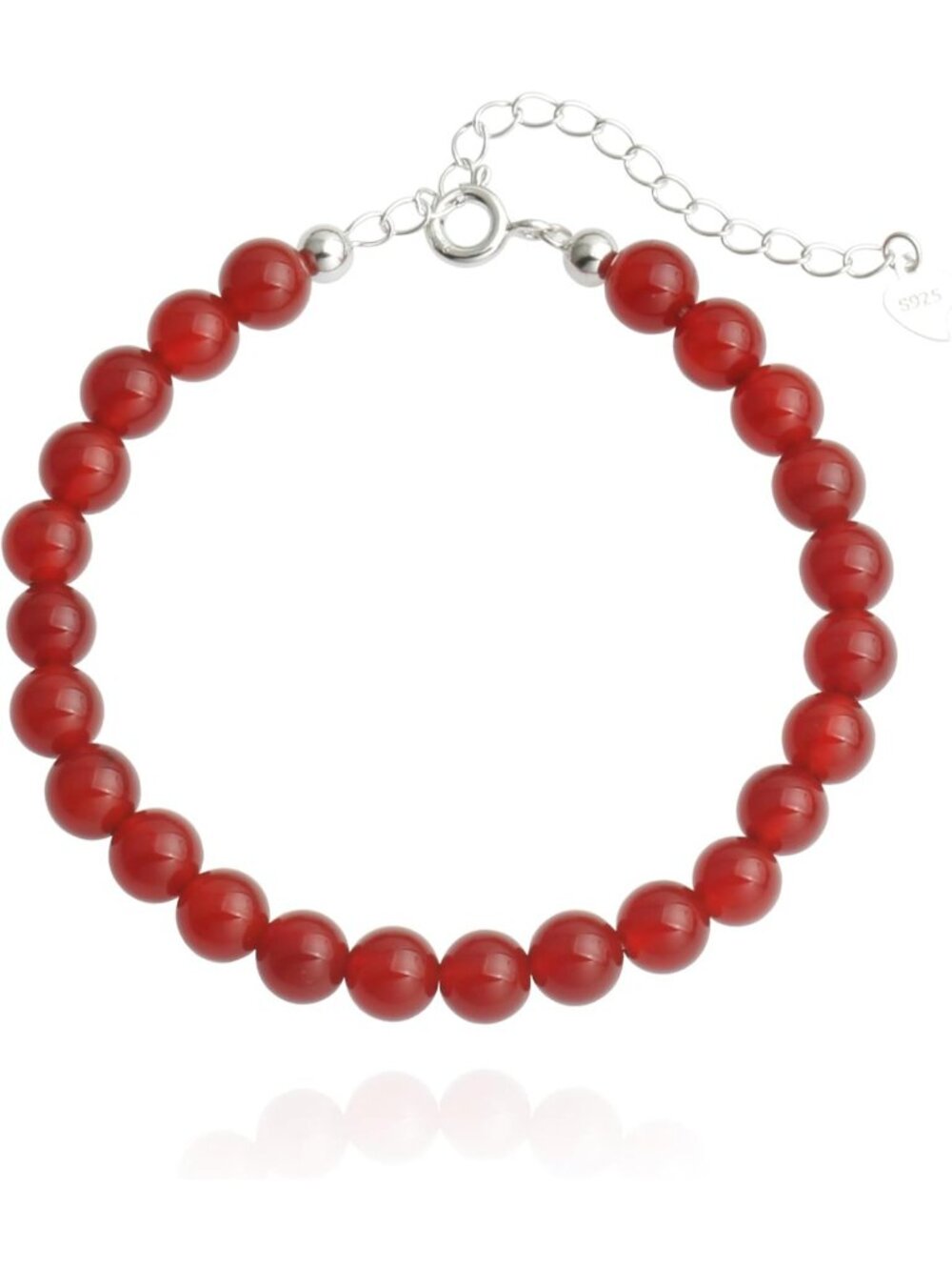 Natural Gemstone Round Beads Bracelet in 925 Sterling Silver for Women - Stylish